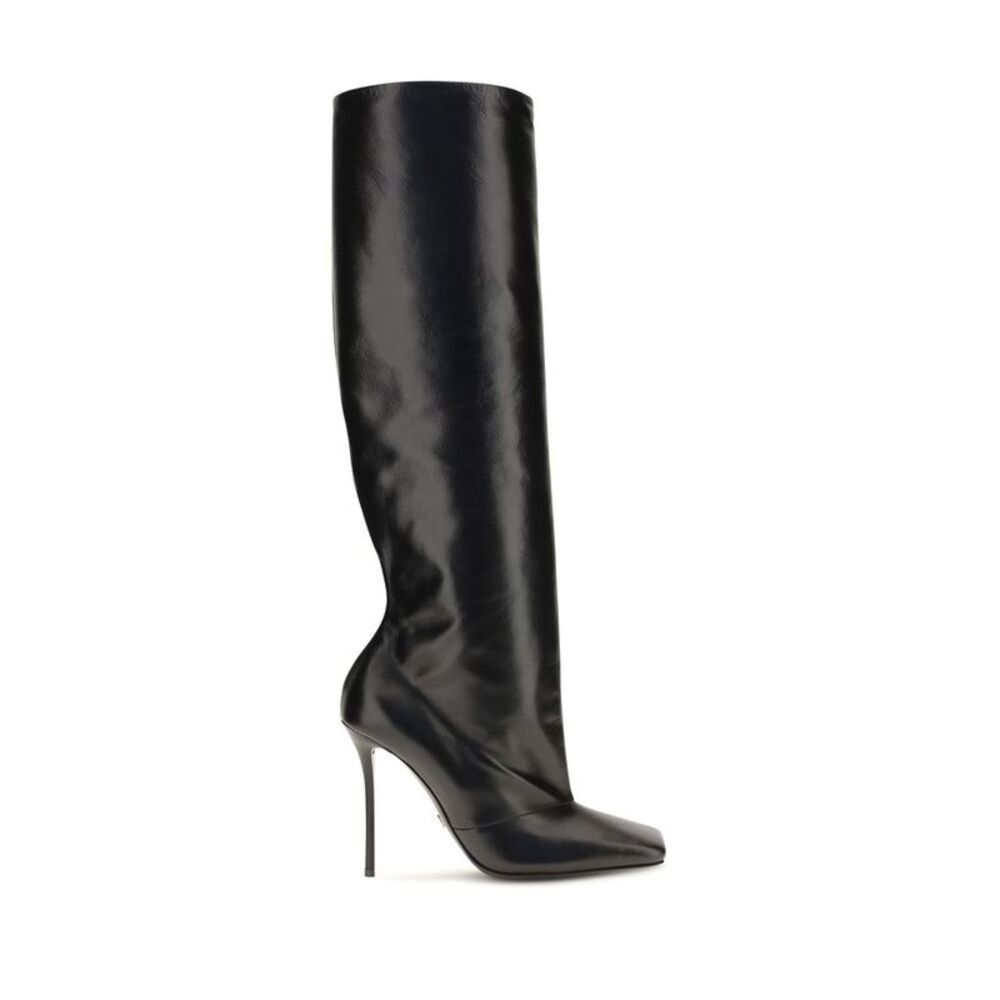Dolce & Gabbana Black Calf Leather Bos Taurus High Heel Women's Boots